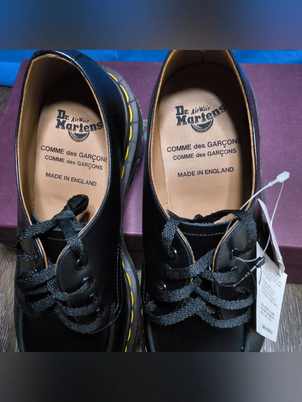 ​Comme des Garçons CDG x Dr Martens Keita Black Leather Shoes Size Mens 5 Wom. 6